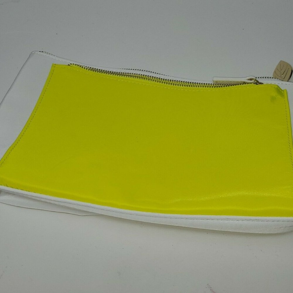 Clarins Yellow / White Dual Compartment Makeup Bag
